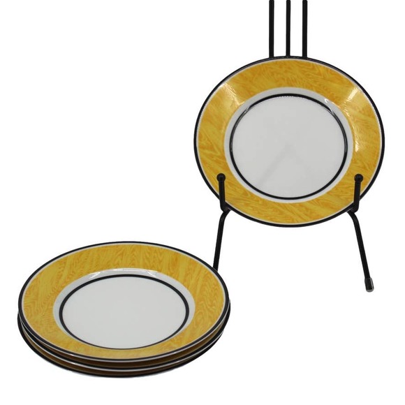 Set Of 4 Faux Bois Bill Goldsmith Limoges Yellow 6 1/8" Bread & Butter Plates